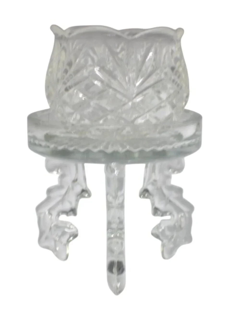 Vintage Pressed Glass Votive Candle Holder Reversible Pedestal Base Ornate Stars